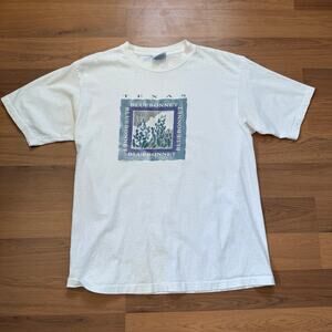 Vintage 90's Texas Bluebonnet Flowers White Purple Nature Tee Shirt Sz Medium